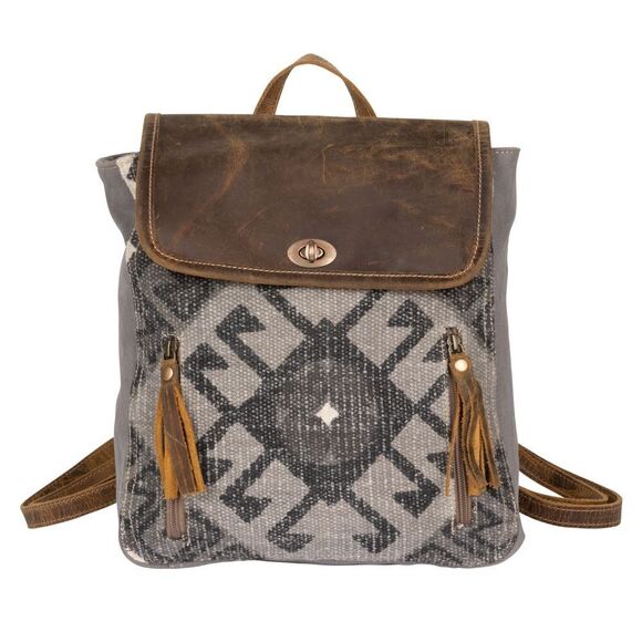 Myra Handbags - Myra Bag Handmade Felicity Backpack Upcycled Canvas & Cowhide Leather